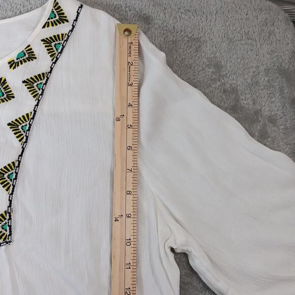 Crown & Ivy Boho Embroidered Flow Top Women's‎ Size XL Made in India Cottagecore - Picture 8 of 11